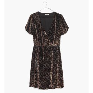 Madewell Velvet Wrap Dress‎ in Petite Blooms Calico True Black Size XXS V-Neck
